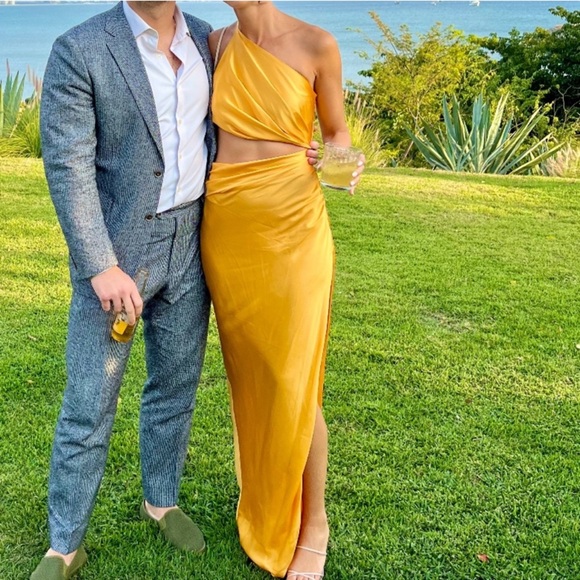 NWT The Sei Silk Cut-Out Gown in Yolk Size 10 - Picture 6 of 7